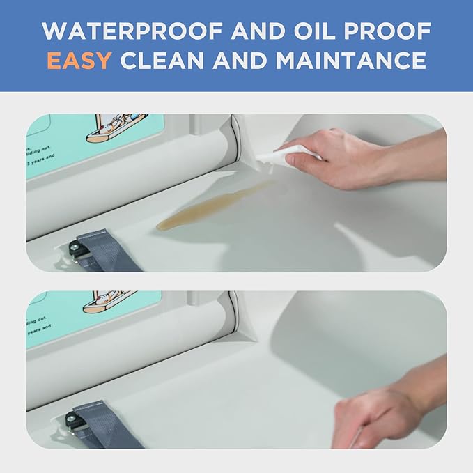 Commercial Baby Changing Station, Wall Mounted Horizontal Baby Changing Table with Safety Strap, Foldable Diaper Tables for Bathroom, White