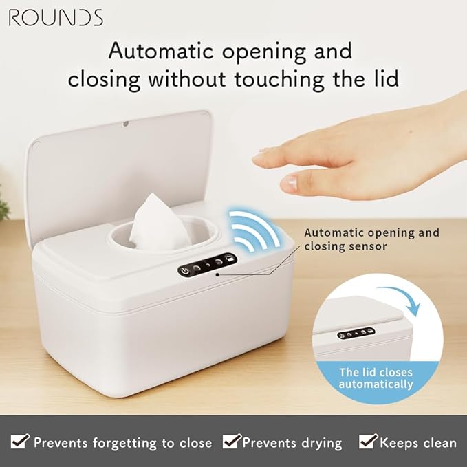 ROUNDS Automatic Opening and Closing Baby Wipes Dispenser Wet Dispenser Diaper Wipes Dispenser Wet Wipe Holder