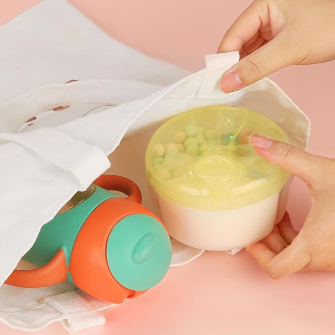 Accmor Baby Formula Dispenser On The Go, Formula Container to Go, Non-Spill Rotating Three-Compartment Formula Dispenser and Snack Storage Container for Infant Toddler Traveling