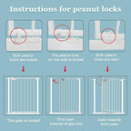 WAOWAO Triple Lock Baby Gate Extra Wide 86.22-90.55" Pressure Mounted Walk Through Swing Auto Close Safety White Metal Dog Pet Puppy Cat for Stairs,Doorways,Kitchen 86.22-90.94"/219-231cm