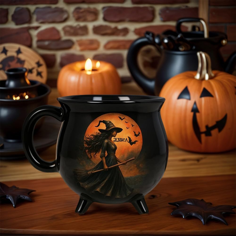 Custom Witch Cauldron Mug, Personalized Witches Brew Halloween Coffee Mug, Halloween Mugs Gifts For Women, Besties, Family, Witches Cauldron, Witch Coffee Mug, Witchy Gifts For Women (1PC)