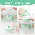 Silicone Baby Bottle Handles - 2PCS Easy Grip Handles for Wide-Neck Bottles (Green/White)