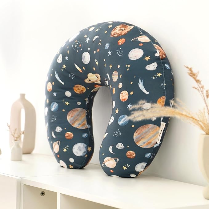 GRSSDER Reversible Nursing Pillow Cover, Ultra Soft Stretchy Minky Removable Nursing Covers Fitted for Breastfeeding Pillows Snug and Safe, Comfortable Slipcover for Boys, Stylish Original Print