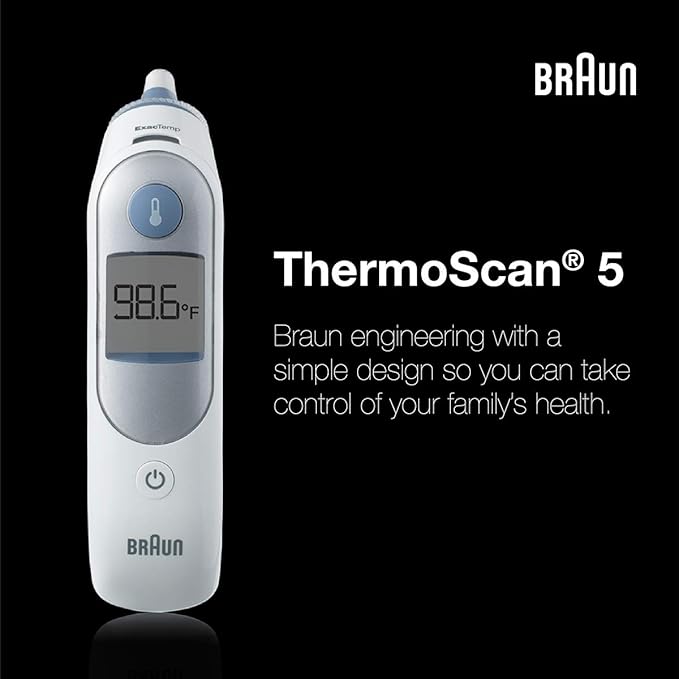 Braun ThermoScan 5 Ear Thermometer - ExacTemp Stability Indicator for Professional Accuracy, Digital Display, Baby and Infant Friendly, No.1 Brand Recommended by Pediatricians