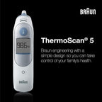 Braun ThermoScan 5 Ear Thermometer - ExacTemp Stability Indicator for Professional Accuracy, Digital Display, Baby and Infant Friendly, No.1 Brand Recommended by Pediatricians