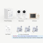 ebemate Video Baby Monitor Camera with 2 Camera,2.8" LCD Screen Video & Audio No Glow Night Vision,2-Way Talk Audio Cam Baby Monitoring 1200FT Range EBE28-2