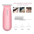 SweetLF Hair Clippers, Silent Cordless Hair Trimmer, Mini Hair Cutting Kit with 3 Guide Combs, USB Rechargeable, Portable, Pink