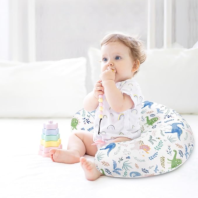 Pea Pod Nursing Pillow Cover 2 Pack Soft & Adorable Slipcovers for Breastfeeding Pillows, Comfortable Stretchy Feeding Pillow Covers for Baby Girls Boys Newborn, Removeable Pillow Case (Dinosaur)