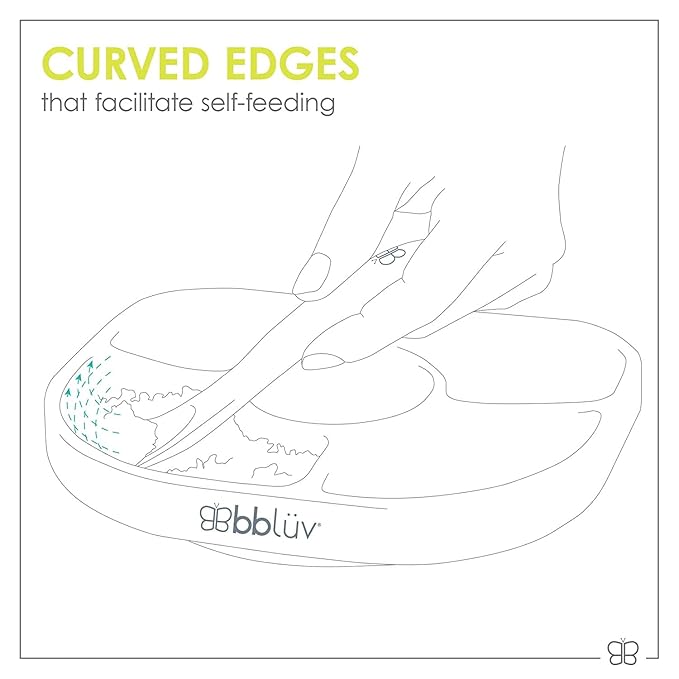 bblüv - Yümi – Food Grade Silicone Plate & Utensil Set for Baby & Toddler, BPA-Free, Suction Bottom, Microwave & Dishwasher Safe, Includes Anti-Spill Plate & Spoon Set with Utensils