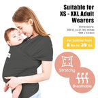 Acrabros Baby Wrap Carrier,Hands Free Baby Carrier Sling,Lightweight,Breathable,Softness,Perfect for Newborn Infants and Babies Shower Gift,Dark Grey