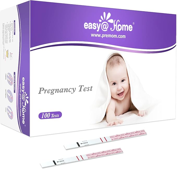 Easy@Home Pregnancy Test Strips Kit: 100 Pack hCG Test Strips - Early Detection Home Bulk Pregnancy Strips | EZW1-S:100
