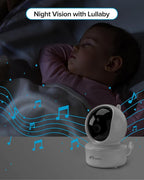 iFamily Baby Monitor with 2 Cameras | Remote Pan-Tilt-Zoom Video Baby Monitor with Camera and Audio, 5” Large Display, Night Vision, Temperature Display, Lullaby, 2 Way Audio & 960ft Range