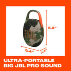 JBL Clip 5 - Ultra-Portable, Waterproof & Dustproof Bluetooth Speaker, Big Pro Sound with Punchy bass, Integrated Carabiner, Up to 12 Hours of Play, Made in Part with Recycled Materials (Squad)