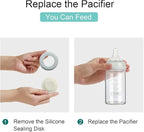 COMI Wide Neck Glass Breastmilk Collection n Storage Bottle, 6oz with Screw Ring Sealing Disk; Re-markable Sealing Disc. BPA Free, Fits Breast Pumps & Nipples (Gray Lids)