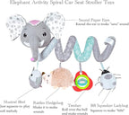 Car Seat Toys, Baby Activity Spiral Hanging Toys for Stroller Car Seat Crib Bar Bassinet Mobile, Musical Elephant Toys for Newborn Infant Boys Girls 0 3 6 12 Months