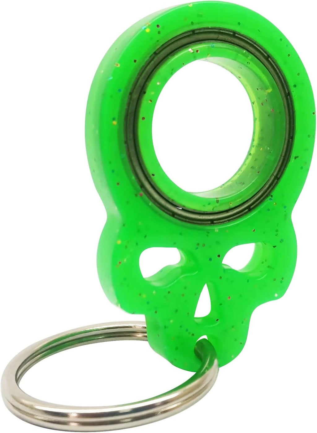 Skull Keychain Spinner,Glow Fidget Keychain,Spinning Keychain Fidget, Fidget Spinner Keychain Toys for Keys (Green)