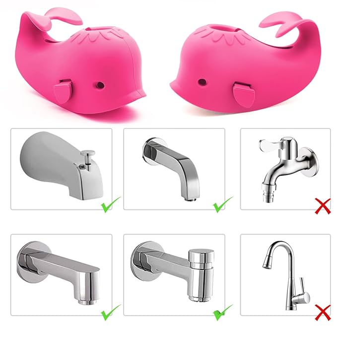 Baby Bathtub Faucet Cover, Baby Safety Protection Silicone Toys, Bath Spout Cover Baby Bathtub, Faucet Cover Baby Bathtub Silicone Whale for Kids, Toddler, Infant, Gifts for Children