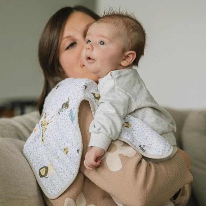 Little Unicorn Ultra-Absorbent Premium Burp Cloth 2 Pack | Soft on Baby's Skin | Larger Size | Ergonomic Design | Set of 2 (Party Animals)