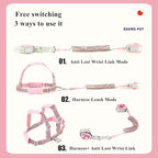 Reflective Toddler Harness with Anti Lost Wrist Link- 3 in 1 Baby Safety Leash with Key Lock Design for Boys/Girls, Walking Wristband Rope Protection Tether Belt, Pink