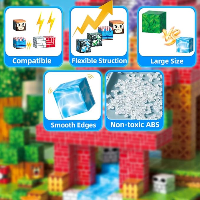 150Pcs Magnetic Blocks Forest Animal Set, Magnetic Toys Games for Kids Ages, STEM Sensory Toys for Kids Ages 4-8