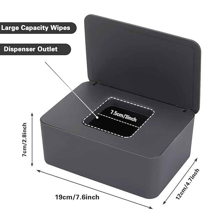 NOVWANG 3 Pack Baby Wipes Dispenser Wipe Holder with Lids, Keeps Wipes Fresh, Refillable Wipes Container with Sealing Design, Bathroom Tissues Wipes Case Box