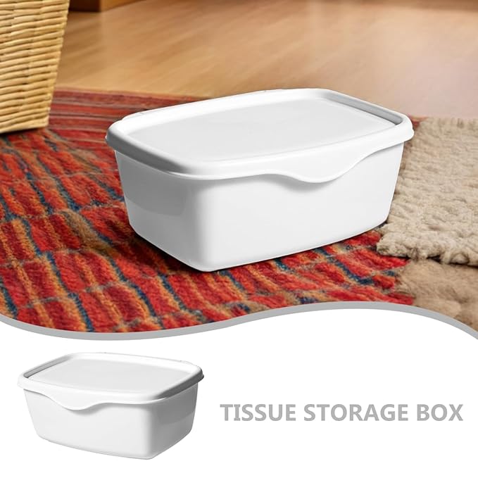 Totority 2pcs Wet Tissue Dispenser Box with Lid, Baby Wipe Holder, Plastic Tissue Storage Container for Home, Office, Bathroom, White