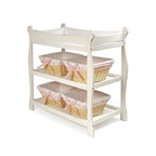 Badger Basket Sleigh Style Baby Changing Table - Nursery Diaper Station with Safety Rails, Foam Pad, and Two Storage Shelves - Nursery Organizer - Black