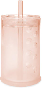 Olababy Clear View Silicone Training Cup with Straw Lid | Toddler Sippy Trainer 12mo+ | Unbreakable Water Drinking Cups for Kids 2yr+ | Baby Led Weaning & Feeding Supplies (Coral, 9 oz)