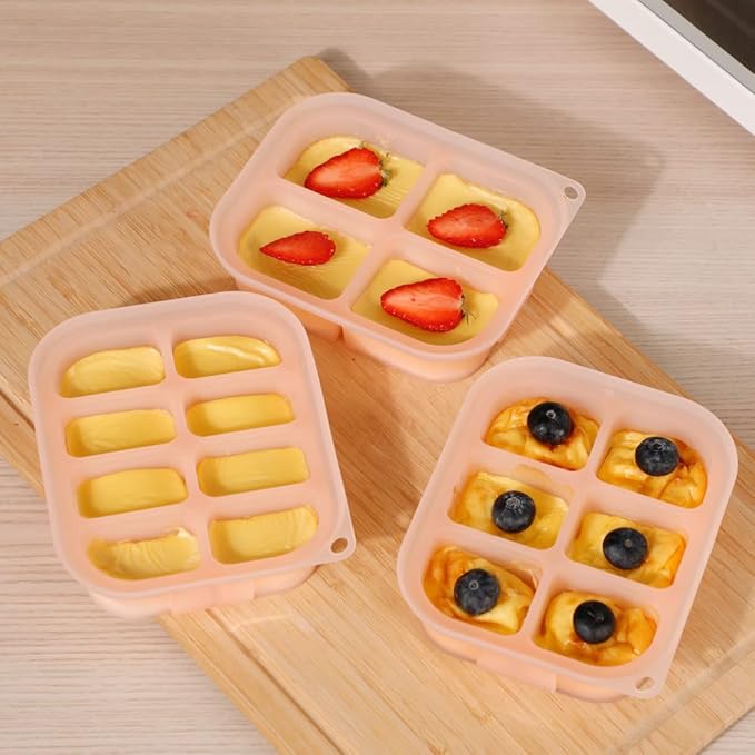 haakaa Silicone Baby Food Freezer Tray with Lid by haakaa - Perfect Storage Container for Homemade Baby Food, Vegetable & Fruit Purees, and Breast Milk, Blush