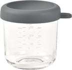 BEABA 8 oz Glass Baby Food Jars with Soft Silicone Air Tight Lids, Glass Storage Containers with Lids, Microwave and Freezer Safe Containers, Mineral