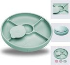 TalkTools Bitsy Silicone Baby Suction Plate with Locking Lid – Divided Plate for Toddlers Learning to Self-Feed – Non-Slip, BPA-Free, Microwave + Dishwasher Safe Baby Mealtime Plate (Sage)