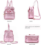 KL928 Girls Bowknot Polka Dot Cute Mini Backpack Small Daypacks Convertible Shoulder Bag Purse for Women