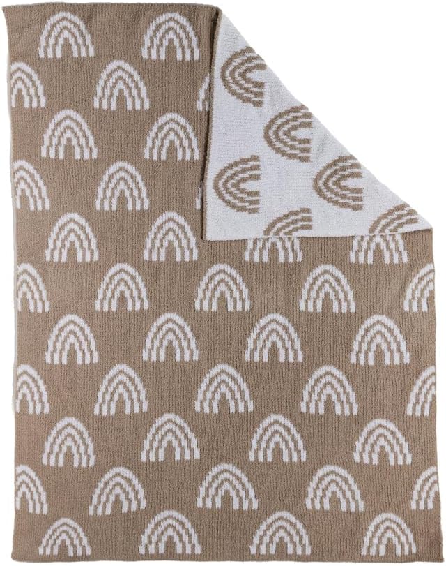 Living Textiles Chenille Knitted Blanket - Taupe Rainbow