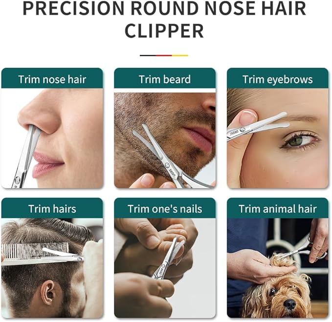 DEOU Nose Hair Trimmer - Paris Tower - Inspired Design with Tail Handle - Premium Stainless Steel - All - in - One Grooming & Multipurpose Shears - Safe, Hygienic & Portable