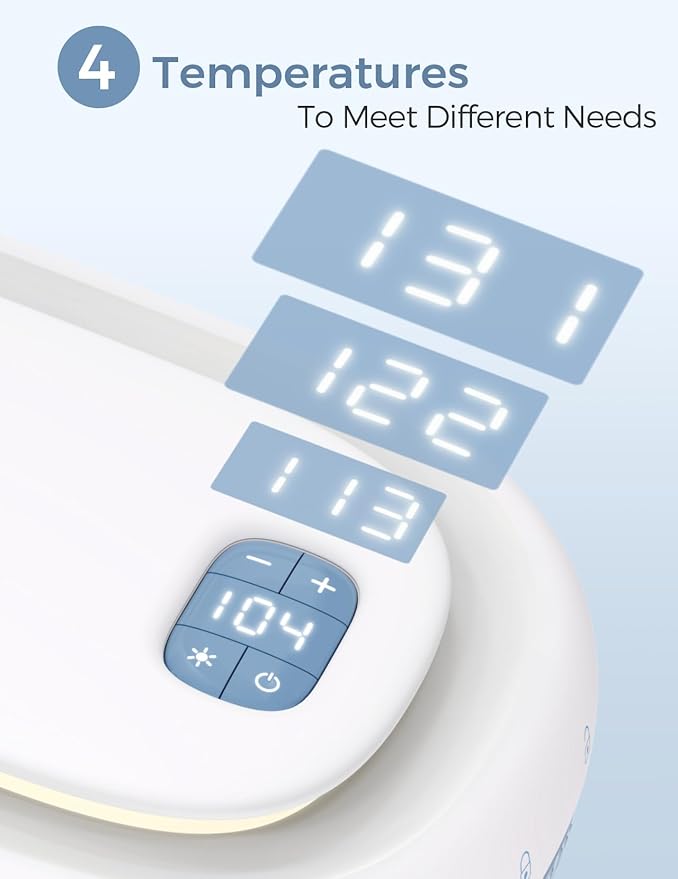 Momcozy Baby Wipe Warmer, Innovative Spring Design, Large Capacity Wipes Dispenser for 60-80pcs, Fast & Even Heating, 4 Modes of Temperature Heating Control, Diaper Wipe Warmer with Night Light, Blue