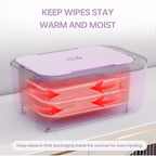 Chefhandy Wipe Warmer with Adjustable Temperature, Silent Heating & Large Capacity | Constant Warmth for Baby or Adult Wipes, Purple