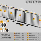 Fairy Baby Extra Wide Baby Gate 85.8-90.5 Inch Wide, Walk Through Pressure Mounted No Drill, Long and Large Tension Gate for Pet and Kids