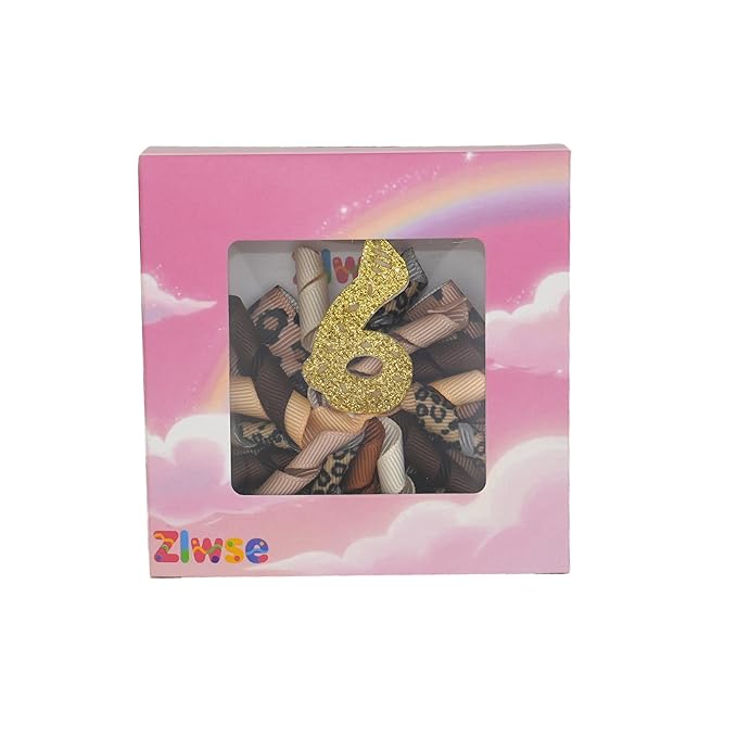 Sixth Birthday Hair Bow for Baby Girls 1 2 3 4 5 6 Years Sprinkle Decorations Party Hair Accessories for Six 6th Birthday Glitter Leopard Print like Cupcake
