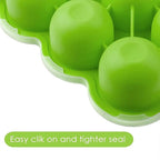 Samuelworld Baby Food Storage Container, 12 Portions x 2.5oz - BPA Free Silicone Freezer Tray with Clip-On Lid for Milk Storage, Homemade Baby Food, Vegetable & Fruit Purees - Green(For 6 Months+