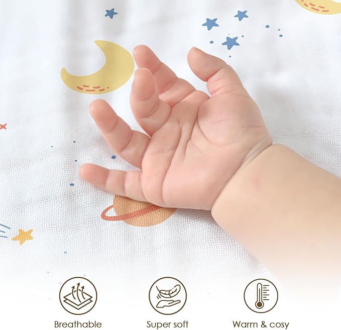 Outer Space Baby Blankets for Boys, Soft Nursery Minky Blankets with Muslin and Dotted Fleece Back 30x40 inches, Receiving Bed Quilt for Newborn, Infants, Toddlers
