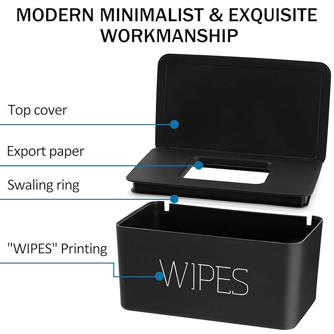 NOVWANG Wipes Dispenser, Large Capacity Baby Wipe Holder(8.3L × 4.9W × 3.9H Inches) Refillable Wipes Container with Sealing Design Baby Wet Wipes Dispenser for Bathroom Home Office Car