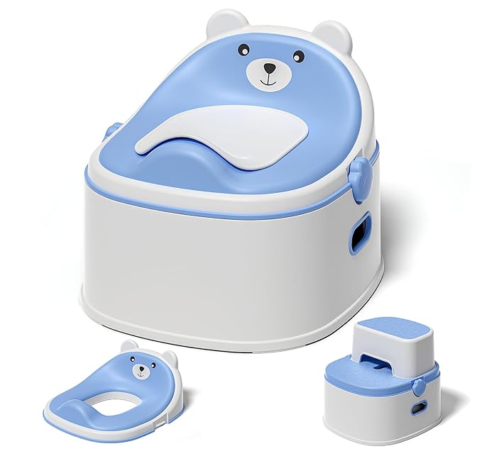 3-in-1 Toddler Potty Training Toilet for Boys & Girls - Convertible Potty Chair with Step Stool for Toddlers 1-3, Anti-Slip Design Toddler Toilet Seat - Removable & Easy to Clean