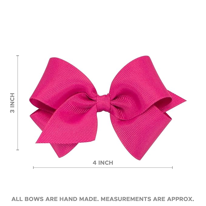 Wee Ones Girls' Plain Wrap Classic Grosgrain Hair Bows on a WeeStay No-Slip Hair Clip, Handmade, Small, Oatmeal