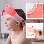 Baby Shower Cap Shield, Baby bath set shower cap, Visor Hat for Eye and Ear Protection for 0-9 Years Old Children,Cute Crown Shape Makes the Baby Bath More Fun (Red)
