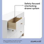 Storkcraft California 6-Drawer Double Dresser (White with Driftwood) - GREENGUARD Gold Certified, Interlocking Drawer System, Dresser Drawer Organizer for Kids Bedroom