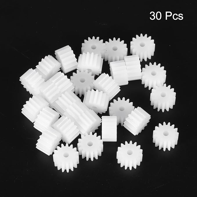 MECCANIXITY 30 Pcs Plastic Gears 15 Teeth Plastic Motor Gear Model 152A Reduction Gear for RC Car Model DIY Robot (White, Module 0.5)
