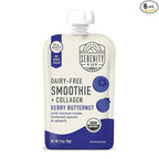 Serenity Kids 6+ Months Dairy Free Smoothie Baby Food - USDA Organic - Grass Fed Collagen Protein - 3.5 Ounce BPA-Free Pouch - Berry Butternut Protein Smoothie Baby Pouches - 6 Count