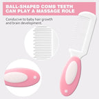 5-Piece Baby Grooming Kit with Multi-Use Storage Pouch - Infant Brush,Rounded Comb,Scissors,Nail Clippers & Emery Board -Essentials for Newborn Care & Travel Pink