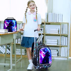 Kids Rolling Backpack for Girls, Roller Wheeled Bookbag - Wheeled Elementary School Bag