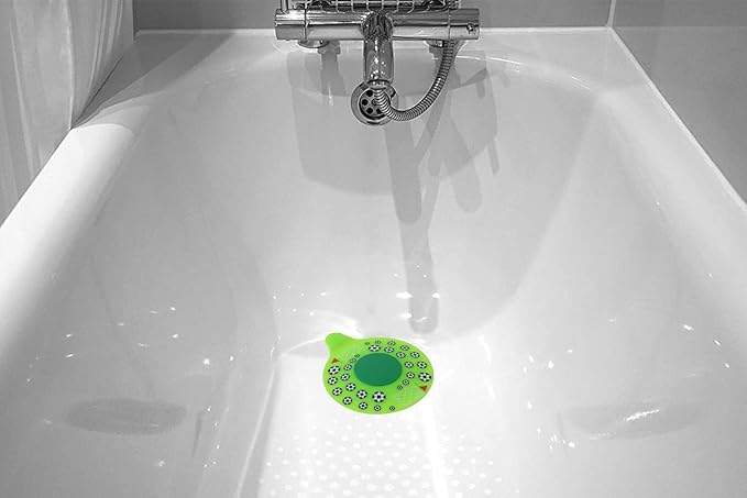 Bathtub Drain Stopper, Silicone Tub Stopper Plug, Universal Bath Drain Cover, Kids Tots Babies Gift (Green Football)